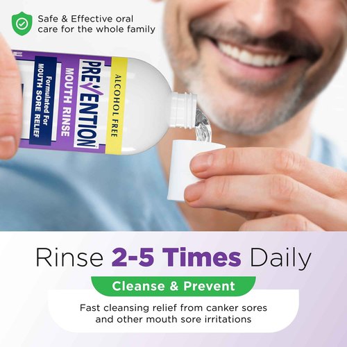 Prevention Mouth Sore Mouth Rinse, Canker Sore Treatment, Oral Pain Relief Mouthwash for Ulcers and Sores, Braces, with Hydrogen Peroxide, Alcohol-Free, Fluoride Free, 16 oz, Soothing Mint, 2 Pack