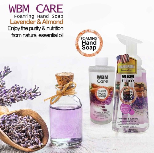 WBM Care Lavender Natural Foaming Soap Refills, Enriched with Almond Scent, Vitamin E & Amino Acid, Moisturizing & Nourishing, Hand Wash, 13.5 Oz/Each (Pack of 3)