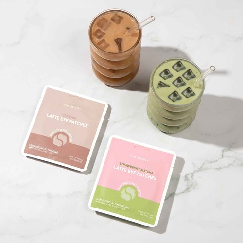 ESW Beauty Under Eye Patches Variety Set (10-Pack) – Soothing & Nourishing – Includes Strawberry Matcha & Iced Chai Latte – For Hydrating Dark Circles Under Eyes