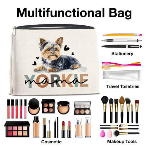 UPNEGE Yorkie Gifts Makeup Bag, Yorkie Mom Gifts Yorkie Owner Gifts Yorkie Mama Cosmetic Bag Zipper Makeup Pouch