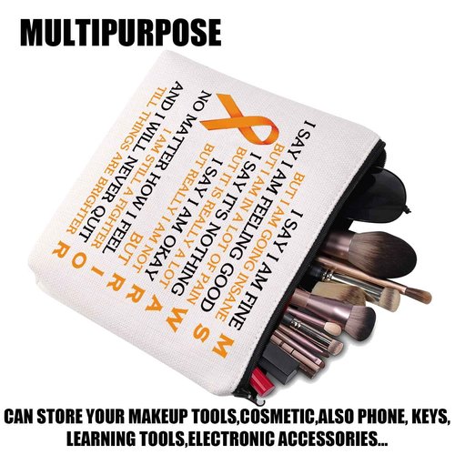 JYTAPP MS Awareness Makeup Bag - Warrior Gift for MS & Cancer Fighters - Zipper Pouch