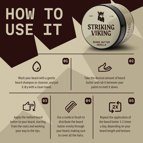 Striking Viking Pack of 2 Beard Oil (2oz) & Beard Butter (4oz) Vanilla Scent