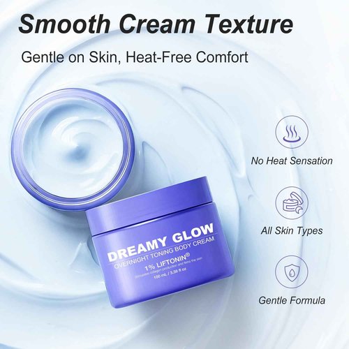 Solivetta Dreamy Glow Overnight Toning Whip Cream – Anti Cellulite & Tightening Loose Skin for Body – LIFTONIN® Get Firming Cream with Satin Eye Mask 3.38 fl oz
