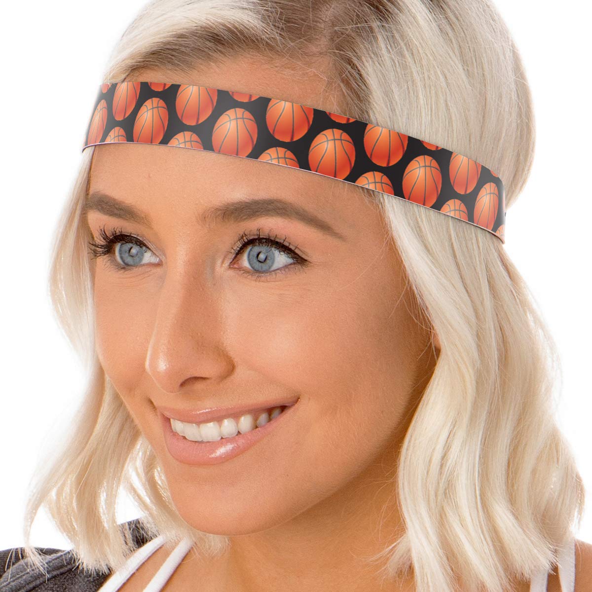 Hipsy Adjustable No Slip I Love Basketball Headbands for Women Girls & Teens (Black Basketball Team 10pk)