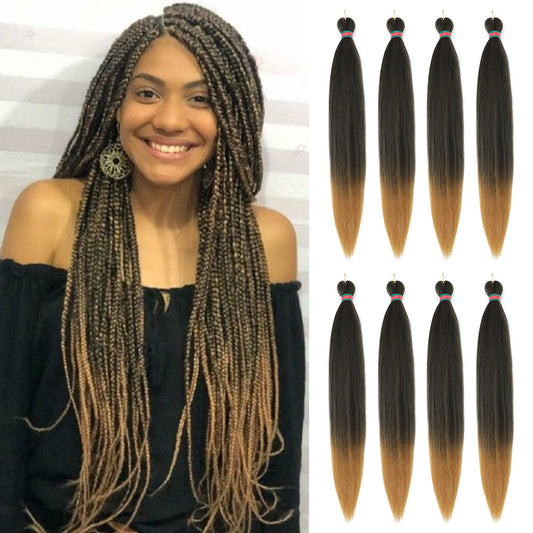 RUN SHUI Braiding Hair,Yaki Texture Braiding Hair Pre Stretched, Braid Hair Extensions, Hot Water Setting Hair Braids(36''-8packs,1b/27)