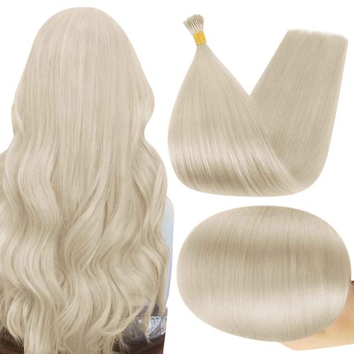 Full Shine I Tip Hair Extensions Human Hair 22 Inch Color 60 Platinum Blonde 40 Grams Stick Itip Human Hair Extension Pre Bonded Extensions Remy Hair add Length