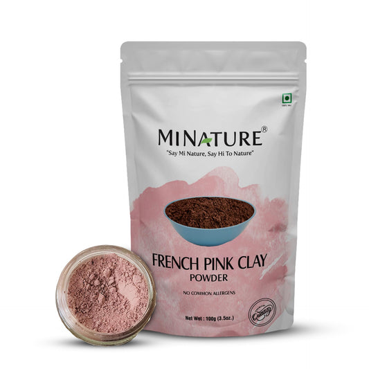 French Pink Clay powder by mi nature | 227g(8 oz) (½ pound) | Montmorillonite Pink-Clay | French Rose Clay | Face mask | 100% natural powder