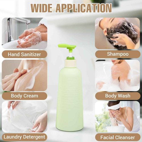 UMETASS 16.9oz Travel Shampoo Bottle with Flip Cap, Refillable Plastic Pump Bottles Dispenser for Soap, Shampoo, Lotions, Liquid Body Wash, Creams and Massage Oil (2Pack, 16.9oz/500ml)