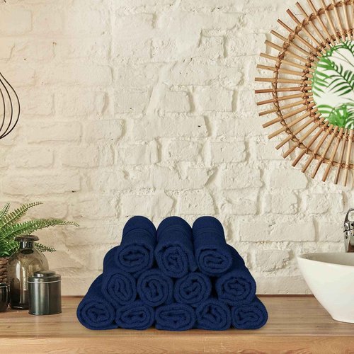 Utopia Towels 12 Pack Premium Wash Cloths Set, 12 by 12 Inches, 100% Cotton Ring Spun, Highly Absorbent and Soft Feel Washcloths for Bathroom, Spa, Gym, and Face, Navy