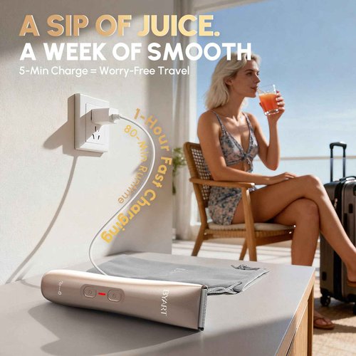 Pubic Hair Trimmer for Women – Electric Razor for Private Area & Sensitive Skin, Cordless Rechargeable Lady Shaver for Intimate Grooming – Smooth, No-Irritation, Rechargeable, IPX7 Waterproof (Gold)