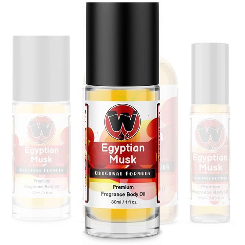 WagsMarket Egyptian Musk Oil, Choose from Roll On to 0.33oz - 4oz Glass Bottle, (1oz Roll On)