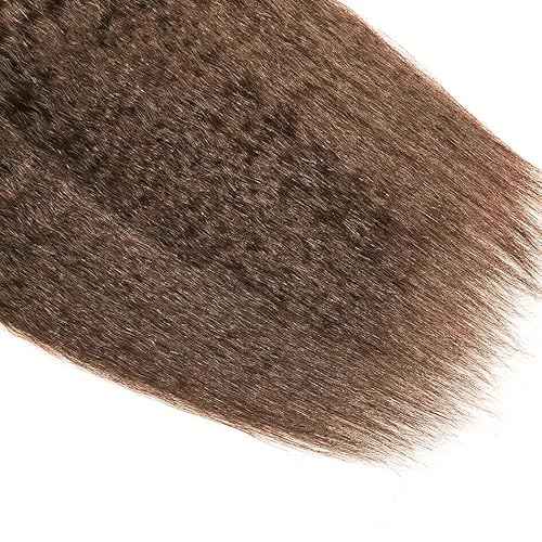 Color #4 Bundles Dark Brown Kinky Staright Human Hair Bundles Chocolate Brown Bundles Human Hair 3 Bundles 20 22 24 Inch Color #4 Yaki Straight Bundles
