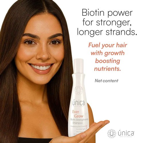 U ÚNICA WORK OF BEAUTY UNICA Ever Grow Biotin Strengthening Shampoo – Fortifying Formula with Keratin, Biotin & Botanical Extracts – Sulfate-Free Growth & Thickening Cleanser – 10.1 fl oz