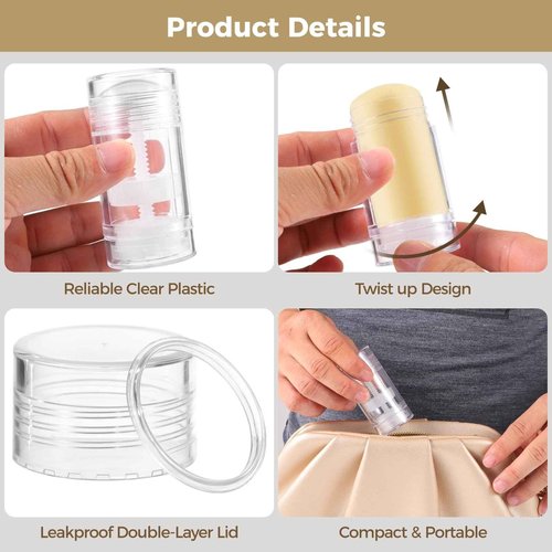 30 PCS Empty Deodorant Containers, 1 oz Refillable Transparent Plastic Deodorant Stick Bottles, 30 ml Twist-up Bottom Filling Clear Tube for DIY Lipstick, Chapstick, Crayons