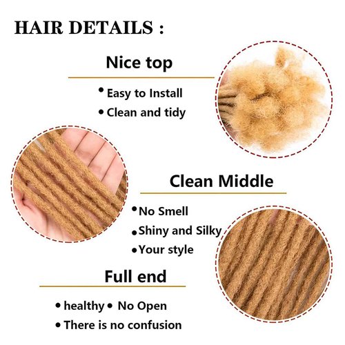 8 Inch 0.4cm Thickness Dreadlock Extensions Human Hair 30Strands 100% human hair Full handmade Loc Extensions Human Hair Can Be Curled and Bleached Dreads Extension for Men Women #27
