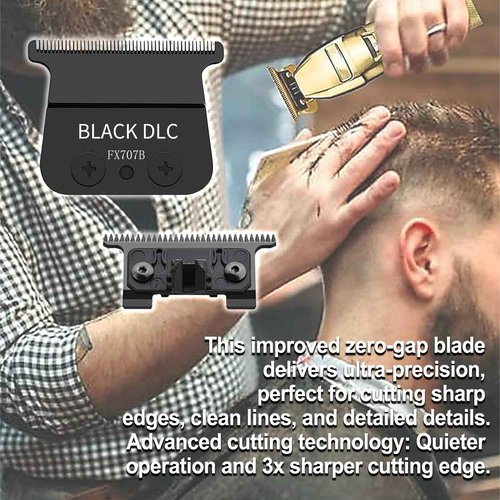 Professional FX DLC Replacement Blade FX707B Replacement Trimmer Blade compatible with BaByliss Barberology Trimmer Blade, compatible with BaByliss DLC 2.0 Trimmer Blade FX787 & FX726 Trimmer (Black)