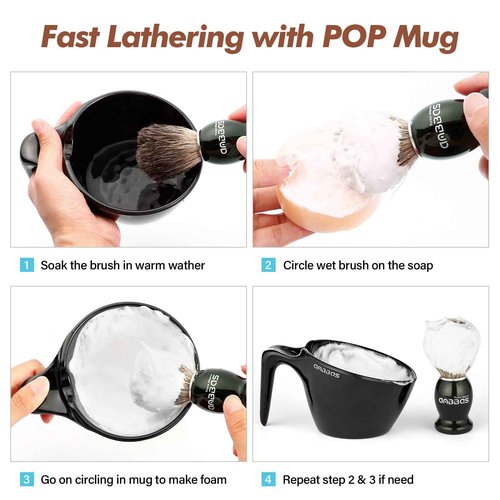 Anbbas Badger Hair Shaving Brush with Shaving Soap Bar and Upgrade Lathering Way-POP Mug A5 Melamine,Foaming Set for Men Wet Shave,Women Girls Hair Removal