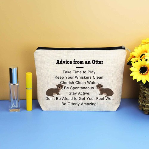 Otter Lover Gift Makeup Bag Sea Otter Gifts Inspiration Gifts for Best Friend Friendship Gift Cosmetic Bag Animal Lover Gift Birthday Christmas Graduation Gifts for Girls Women Travel Toiletry Pouch