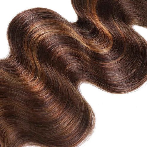 P4/30 Human Hair Bundles Body Wave Bundles With Highlights Human Hair 14 16 18 Inch Brazilian Virgin Remy Hair Extensions Dark Brown Bundle Hair Weave Salon Quality 100g/Pc