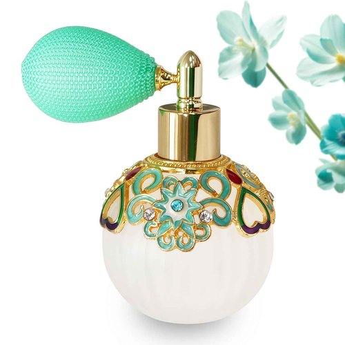 Joyeee Small Vintage Perfume Bottle, 1 Pack 50ml Glass Empty Drop Refillable Atomizer, Retro Empty Refillable Essential Oils Glass Flacon Diffuser for Women Girls Mum Birthday Gift