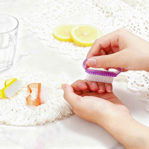 420 Pcs Handle Grip Nail Brush Bulk 5 Colors Nail Scrub Brush Pedicure Scrubbing Tool for Men and Women for Cleaner Nails and Toes