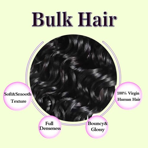 Human Braiding Hair for Boho Braids Human Hair Braiding Hair Curly Wet and Wavy Boho Hair for Braiding Unprocessed Virgin Water Wave Bulk Human Hair for Braiding Knotless Natural Color 18 Inch