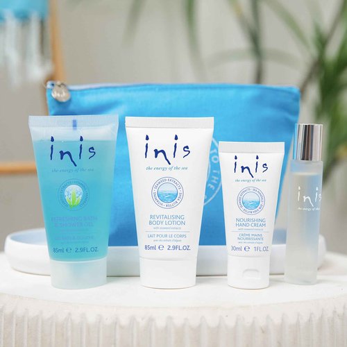 Inis the Energy of the Sea Voyager Gift Set - Travel Size Toiletries for Women and Men - Body Wash - Body Lotion - Hand Cream - Ocean Fresh Unisex Cologne