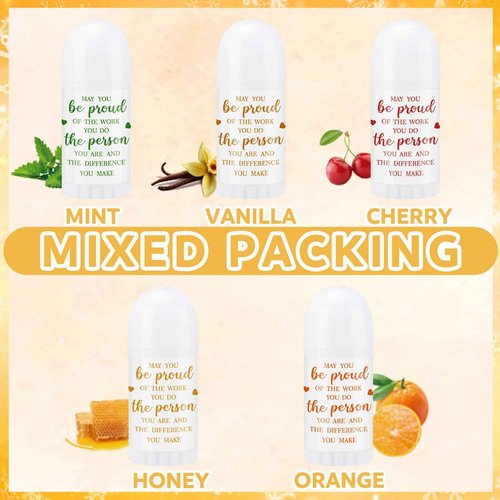 Swiffen 50 Pcs Christmas Mini Lip Balm Pack Thank You Gifts Moisturizer Assorted Flavors Beeswax Natural Ingredients Dry Chapped Lip Care Products for Coworkers Women Friend Men (Proud)