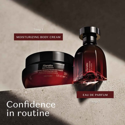 O BOTICARIO Floratta Red Passion Body Cream, Luxurious Hydration with Bold Floral & Amber Fragrance, Fast-Absorbing Moisturizer, 8.8 Ounce (250g)
