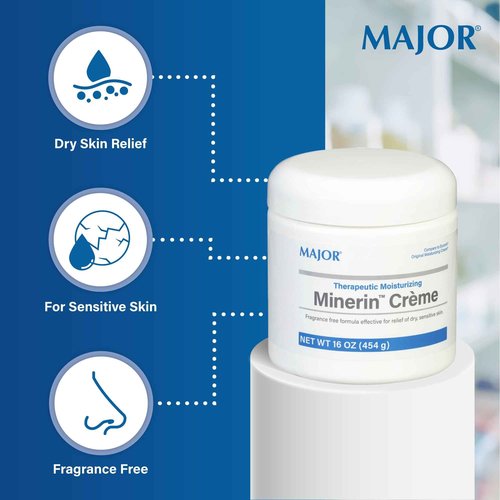 MAJOR Therapeutic Moisturizing Minerin Créme - Body Cream Moisturizer for Dry Skin - Fragrance-Free - 16 Oz. (5 Pack)