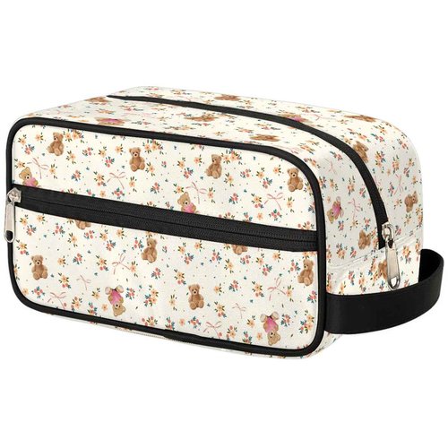 FZDXZJJ Travel Toiletry Bag for Women Girl,Waterproof Lightweight Makeup Cosmetic Bag Organizer with Handle & Zip Pockets Toiletries Bag for Gym,Beach - Cute Bear