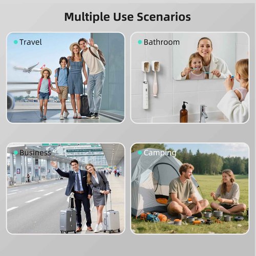 GONGQIN Travel Toothbrush Head Cover 2PCS, Electric Toothbrush Covers Caps, Ventilated Toothbrush Protectors Caps for Travel, Camping, Bathroom, Business, Grey