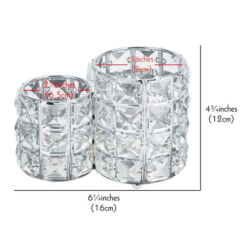 LUEXBOX Crystal Makeup Brush Holder Organizer, Cosmetic Makeup Brush Storage Container Cup for Table, Dresser, Bathroom, Bedroom Organization, One-Piece Circular Brush Organizer (silver)