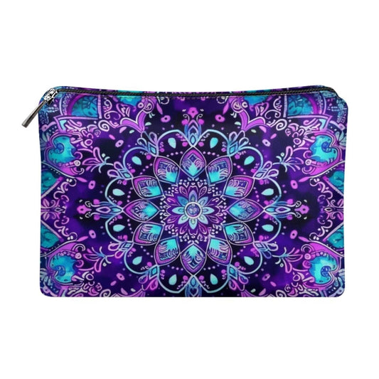 ELEDIZI Boho Flower Makeup Bag for Purse Travel Toiletry Bag Women Top Zipper Waterproof Travel Cosmetic Bags for Women Travel Makeup Skincare Organizer Bag Birthday Gifts for Women Purple Sister