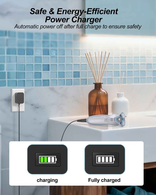 15V Charger Cord Compatible with Philips Norelco HQ8505 - Series 3000 5000 6000 7000 9000, Multigroom MG5750 MG7750 MG7770 - Auto Power Off & Charging Display 6Ft Charging Cable Power Cord (15V DC)