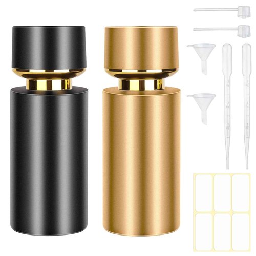 Gsteng 2pcs 50ml Glass Spray Bottle for Perfume,Refillable Travel Perfume Atomizer Bottles,Black&Gold Portable Cologne Atomizer Empty Bottle.(Black&Gold)