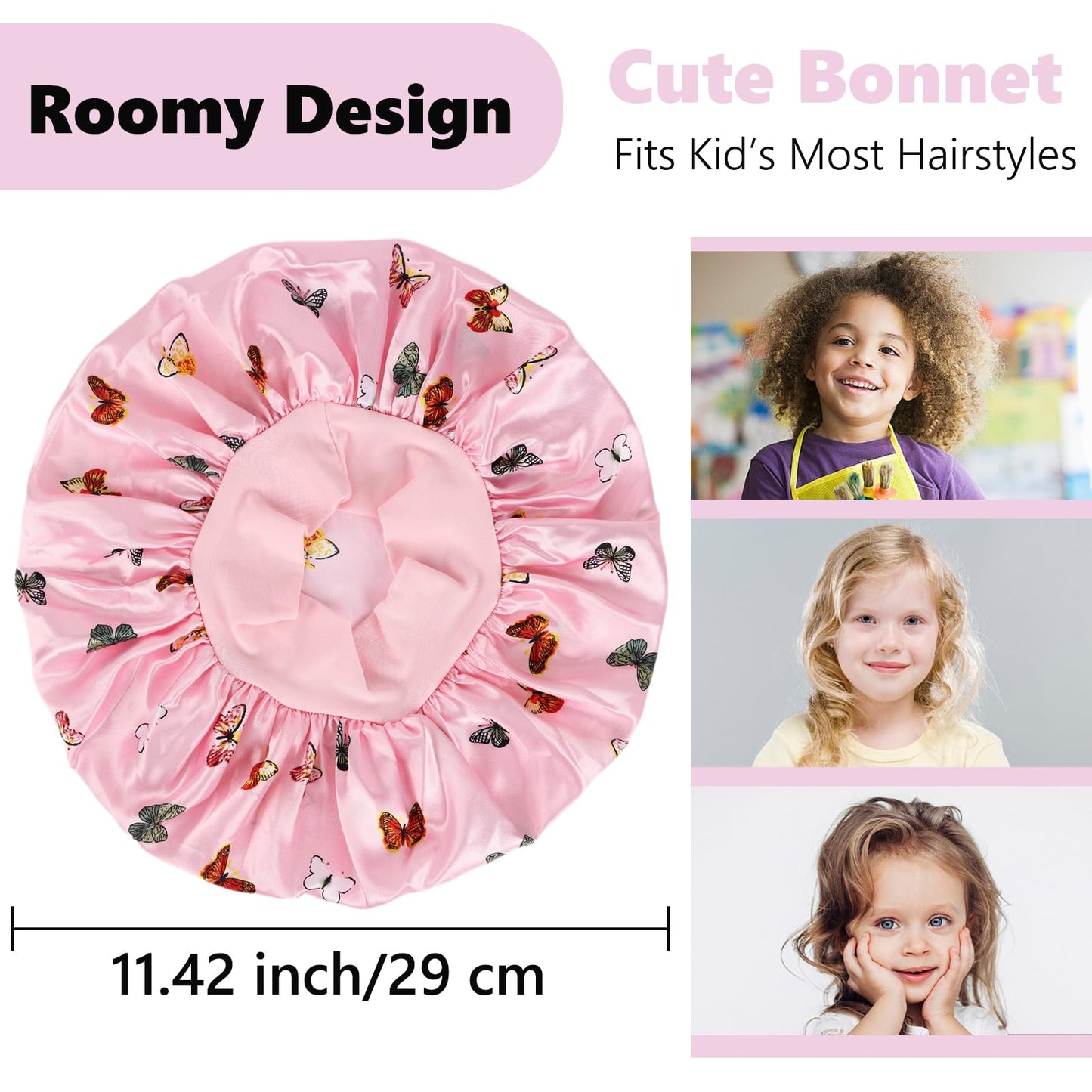 3 PCS Bonnet for Kids,Silk Bonnet for Sleeping Kids,Kids Bonnet for Girls,Satin Toddler Bonnet for Sleeping