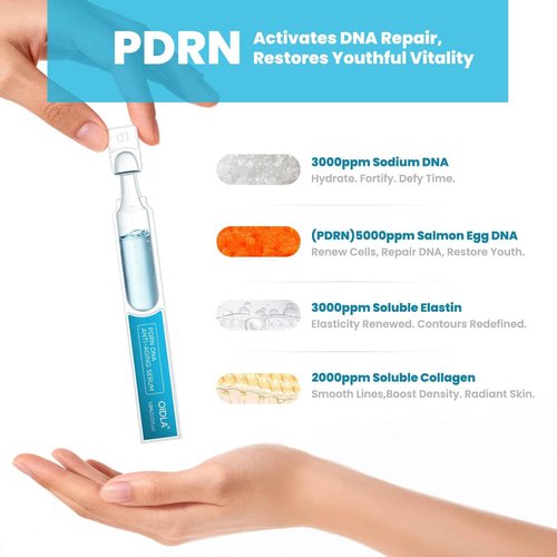Salmon DNA Anti-Aging Serum with 5000ppm PDRN - 6 Hyaluronic Acid & Niacinamide Reduces Wrinkles, Fades Dark Spots for 72-Hour Hydration & Radiance-Korean Skincare (30 Vials 1.5 fl oz)