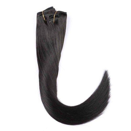 Clip in Hair Extensions Human Hair New Version Thickened Double Weft Brazilian Hair 140g 8pcs Per Set Remy Hair Silk Straight Soft Thick Natural Black Full Head Clip In(18" #1B)