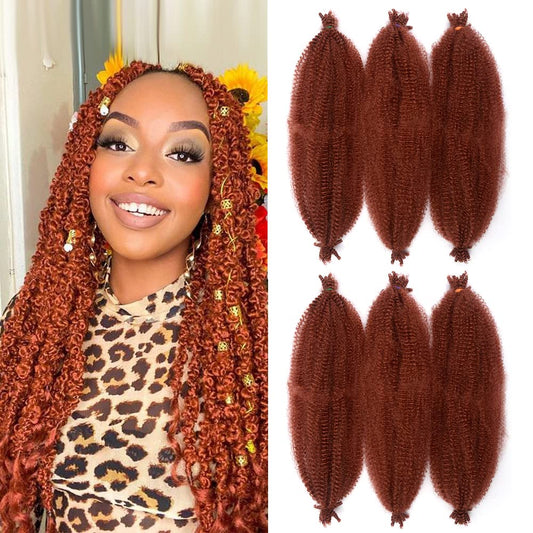 KGBFASS Copper Red Springy Afro Twist Hair Suitable For Damaged Soft Locs Synthetic Marley Twist Braiding For Women (18inch, 350#)