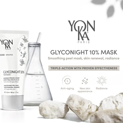 Yonka Glyconight 10% Peel Masque | Anti-Aging Face Mask | Skin Renewal for Wrinkles and Pore Reduction with Glycolic Acid | Travel Size 0.57 oz