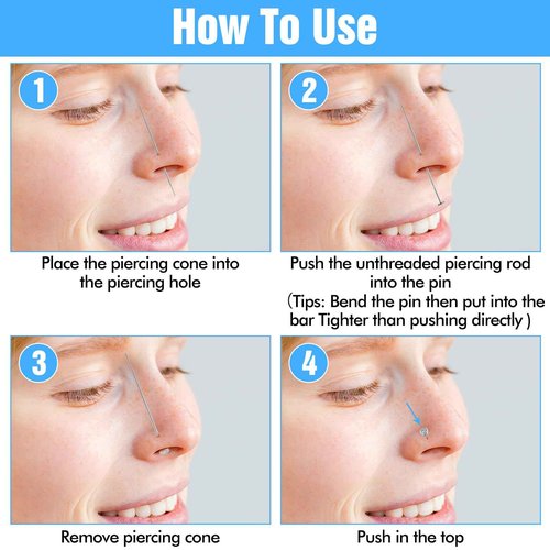 Yolev 6 Pcs Stainless Steel Piercing Taper 20G 0.8mm Piercing Changing Tool Puncture Aids Body Taper Piercing Kit