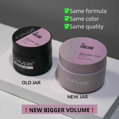 IN.HYPE Hard Builder Gel for Nail Extension/Strengthening Self-leveling Milky white #1
