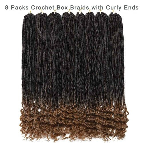 144 Strands Goddess Crochet Box Braids with Curly Ends 30 Inch Pre Looped Box Braids Crochet Hair 8 Packs Curly Crochet Braids for Black Women