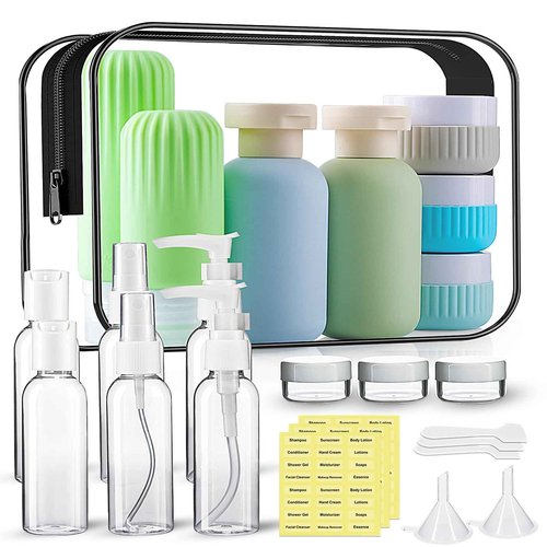 Travel Bottles for Toiletries, 25 Pack TSA Approved Travel Size Containers for Toiletries, Leak Proof Refillable & Squeezable Toiletry Bottles Kit with Clear Bag for Shampoo Lotion Cream Conditioner