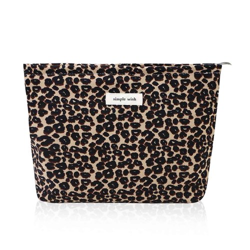 Wudygirl Leopard Makeup Bag Cosmetic Bag for Women and Girls Large Capacity Toiletry Bag Makeup Pouch Canvas Aesthetic Travel Makeup Bag Zipper Pouch (Leopard Print)