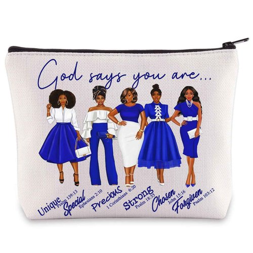 WZMPA Sorority Zeta Cosmetic Makeup Bag Finer Women Gift God Says You Are Sorority Makeup Zipper Pouch Bag Zeta Paraphernalia (God Says Zeta)