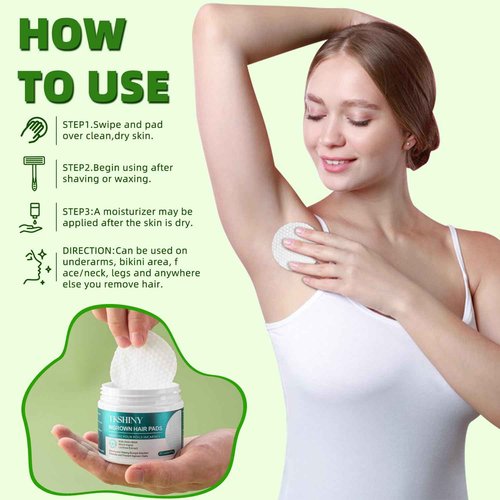 TKSHINY Ingrown Treatment Hair Pads, Ingrown Treatment Pads with AHA+BHA, Ingrown Hair Wipes For Bikini Area, Razor Bumps, Underarm , Exfoliate Skin,Ingrown Hair Serum for Face, Neck, 50 Pads