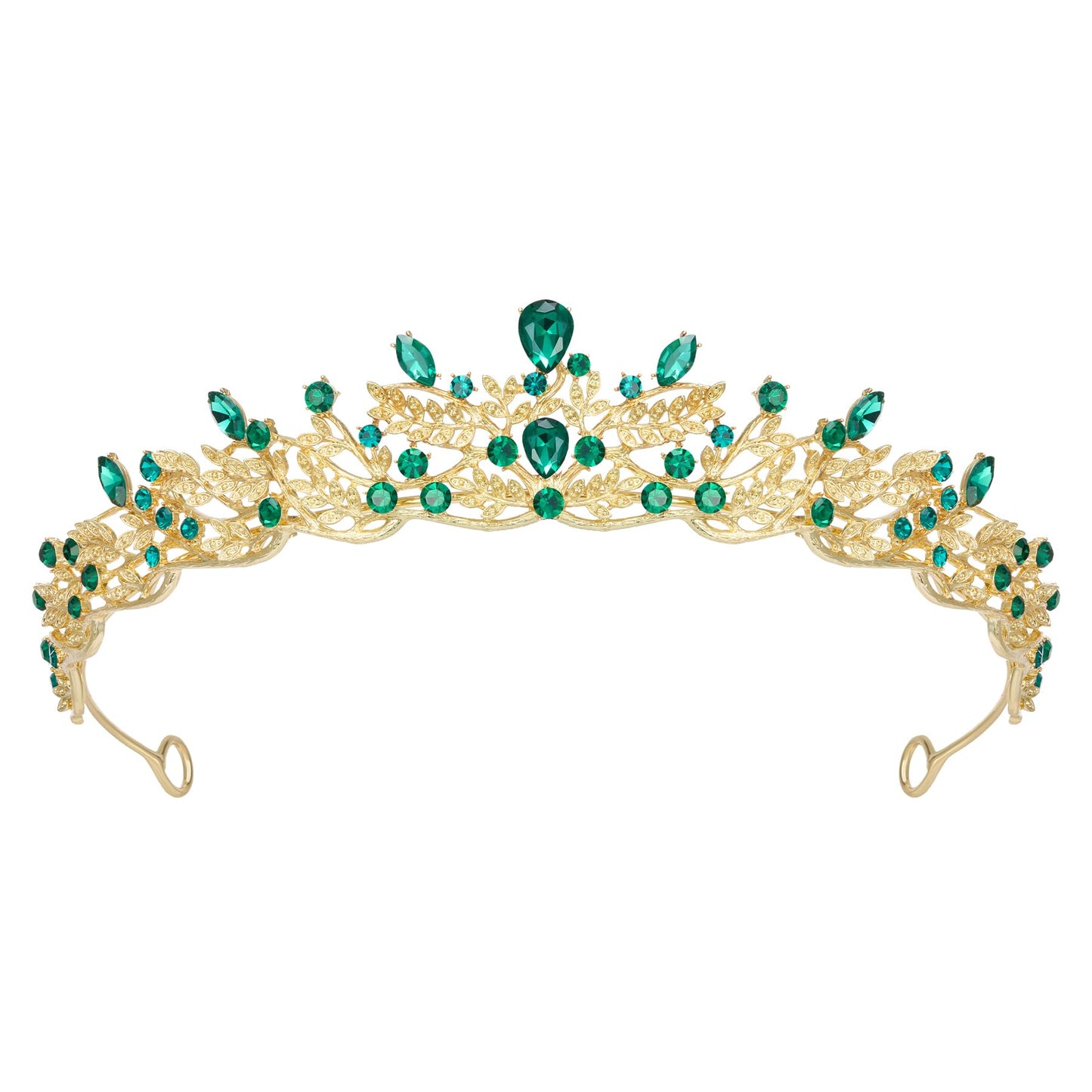 SWEETV Gold Princess Tiaras for Women Girls, Green Queen Crowns Tiaras Adult Headband for Bride Wedding Bridal Birthday Quinceanera Pageant Party Prom,Halloween Costume Cosplay Accessories Christmas Gift