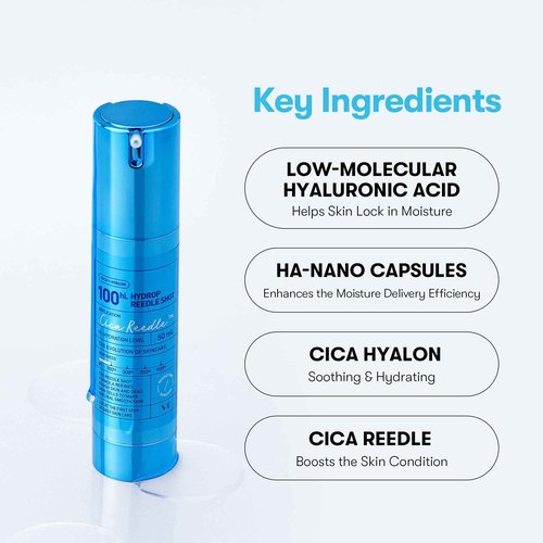 VT COSMETICS Hydrop Reedle Shot 100hL, Hyaluronic Acid Microneedling Serum, Intensive Hydrating & Moisturizing Exosome, Soft & Glass Skin, Korean Skin Booster1.69 Fl Oz.(50ml)